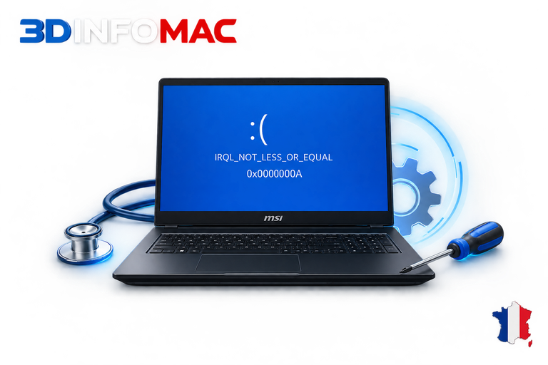 IRQL_NOT_LESS_OR_EQUAL  0x0000000A  Pilotes, accès mémoire incorrect