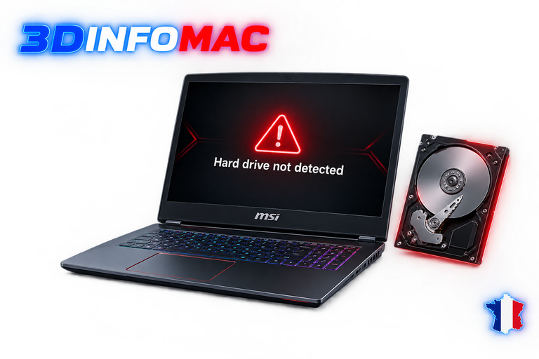 Hard drive not detected Disque non détecté SSD, connexion,alimentation